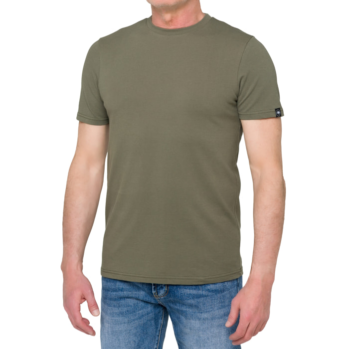 T-shirt PANGAI in cotone piquet verde militare