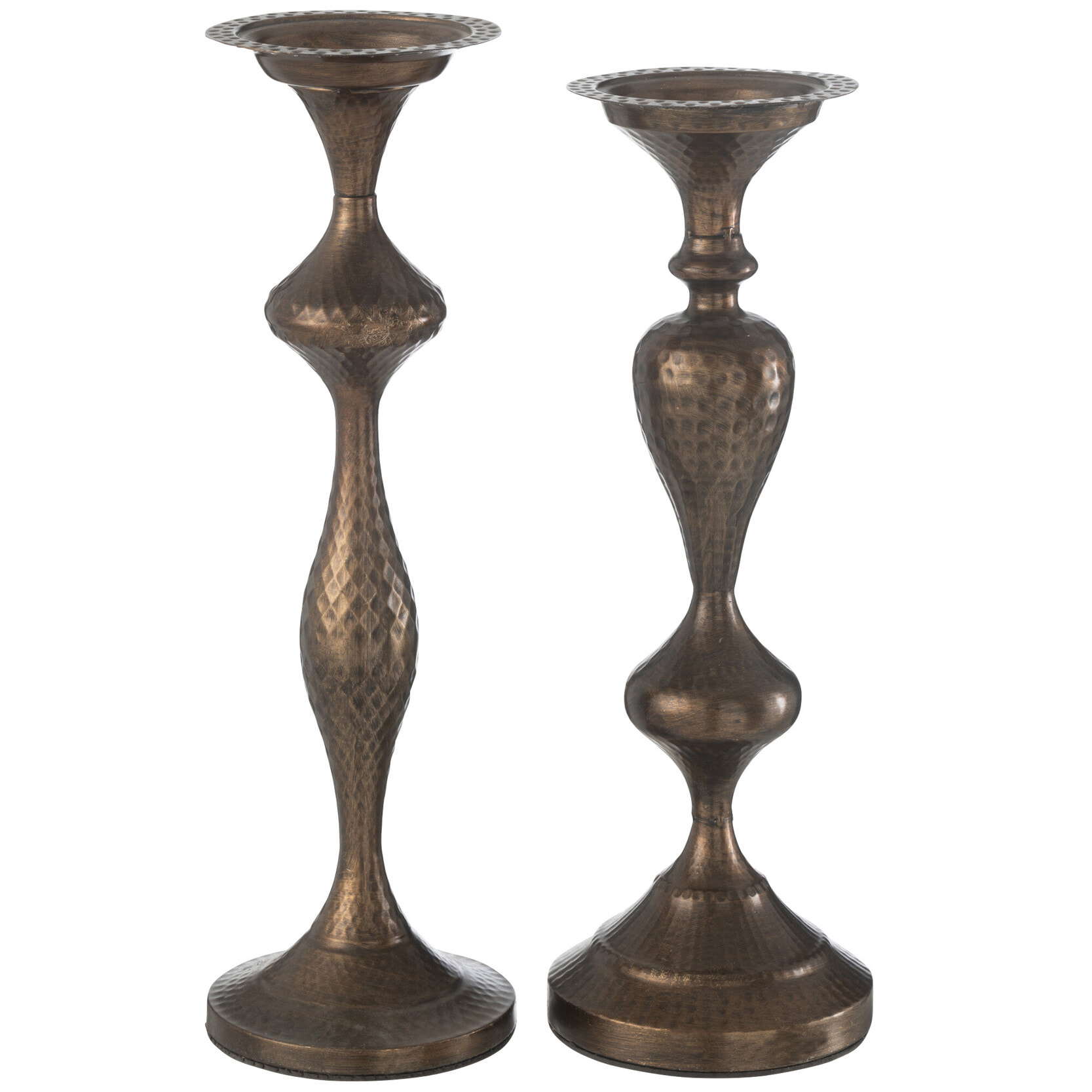 J-Line bougeoir - métal - brun - set de 2