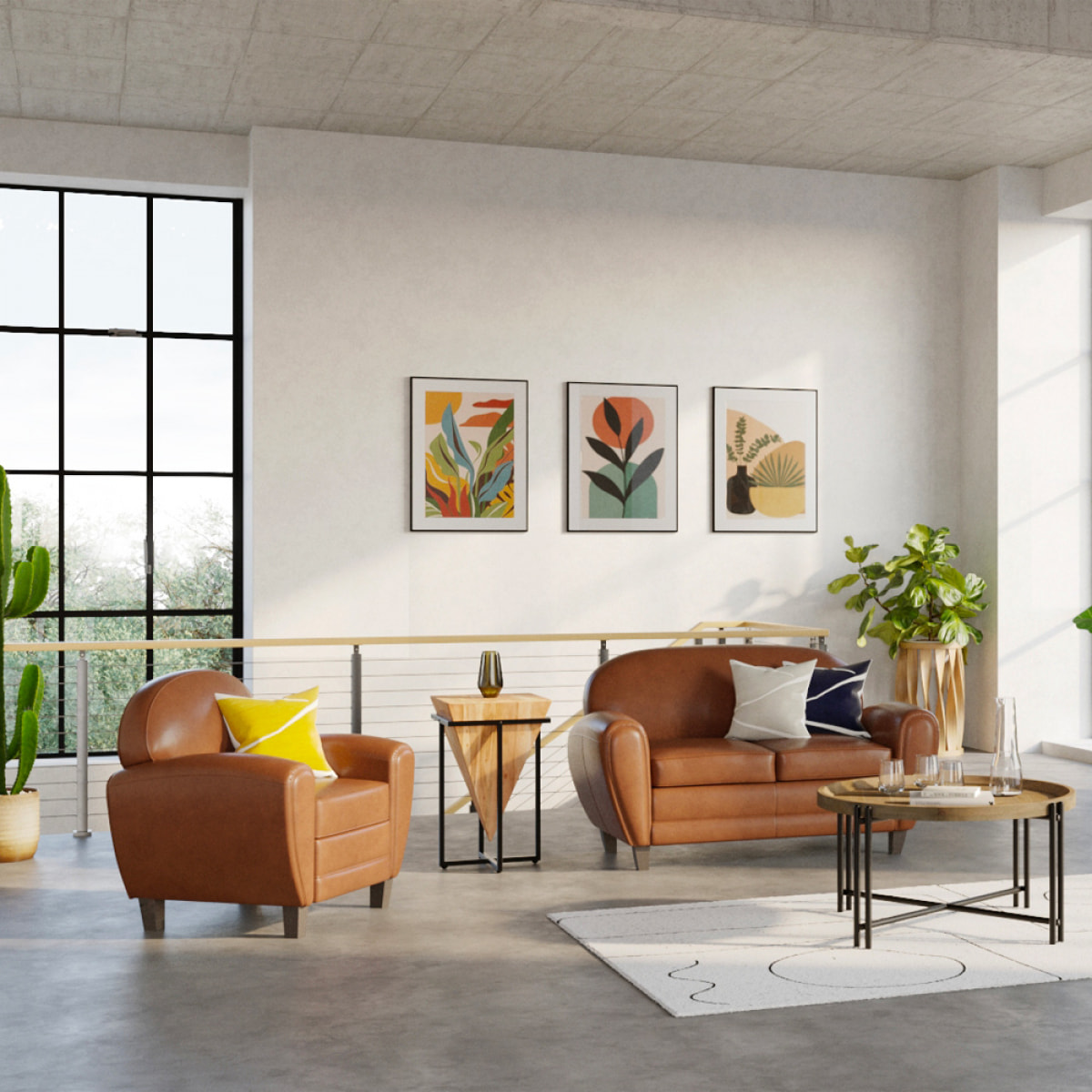Fauteuil camel en croute de cuir enduite - Club