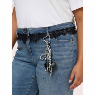 Fiorella Rubino - Jeans Wide Leg con encaje y charm - Azul