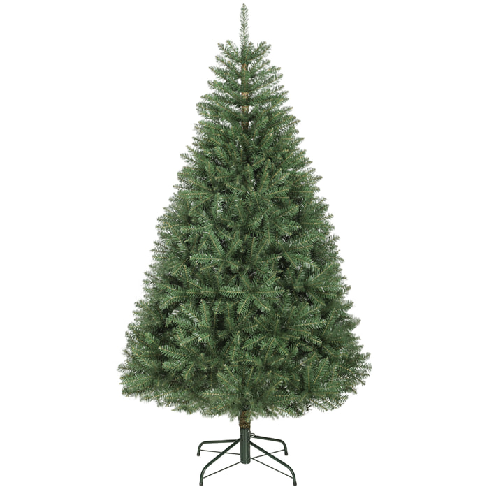 HOMCOM Albero di Natale Artificiale da 180 cm con Rami a Cerniera e Base in Metallo Pieghevole, Verde