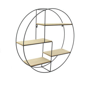 Etagere Bois Metal Rond 50x12x50cm