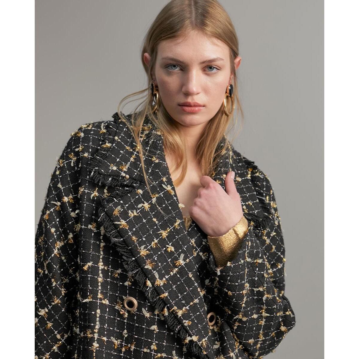 Cappotto midi con dettagli in lurex