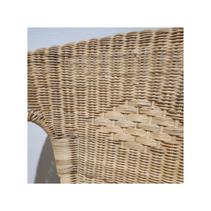 Fauteuil en rotin naturel tressé avec accoudoirs, pour jardin et intérieur - VIVIA