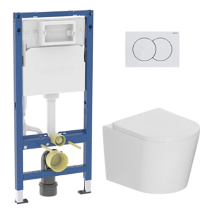 Duofix pack WC bâti-support 112 cm + WC suspendu sans bride Ceramia avec abattant SoftClose + plaque (GEBCE14WT01FR-VP)