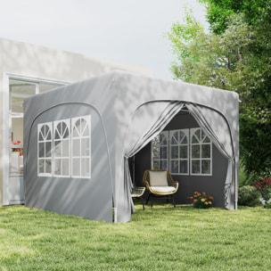 Carpa Plegable 3x3 m, Cenador Pabellón de Jardín con Altura Ajustable de 3 Niveles, 4 Paredes Laterales, Ventanas y Bolsa Transporte, UPF50+, Impermeable para Fiestas, Exterior, Gris