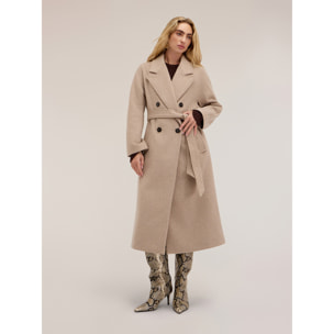 Motivi - Cappotto cinturato in drap misto lana - Beige