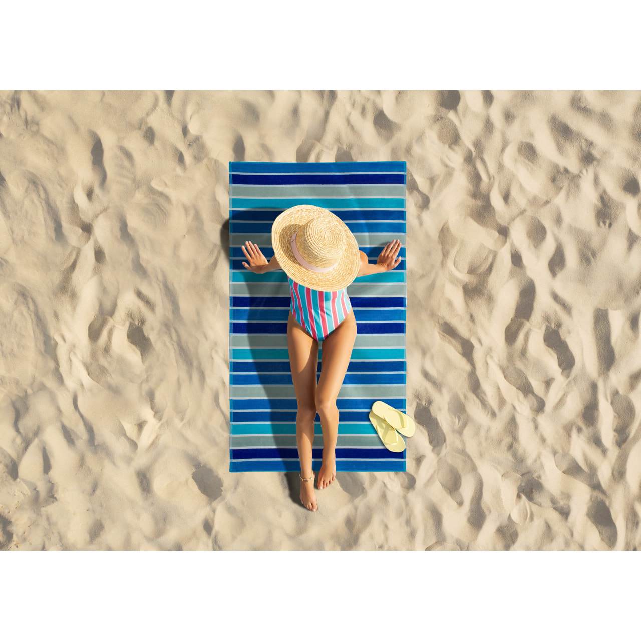 Telo Mare Spugna Jacquard Spiaggia Disegno Rayas