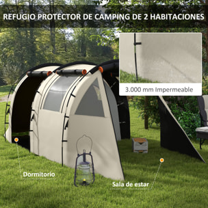 Tienda de Campaña Familiar para 4-5 Personas Tienda de Camping Plegable con 2 Habitaciones 5 Puertas y Bolsa de Transporte Impermeable para Senderismo 460x230x180 cm Caqui