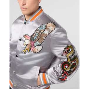 PHILIPP PLEIN Shiny Satin Bomber Tattoo Patches