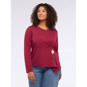 Fiorella Rubino - T-shirt in jersey con design a portafoglio - Bordeaux