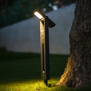 Lot de 4 potelets solaires orientables noirs LED blanc chaud 200 lumens IP65 4x BRITY H49cm