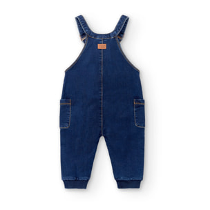 Salopette Da Bambino In Denim Scuro Con Tasche