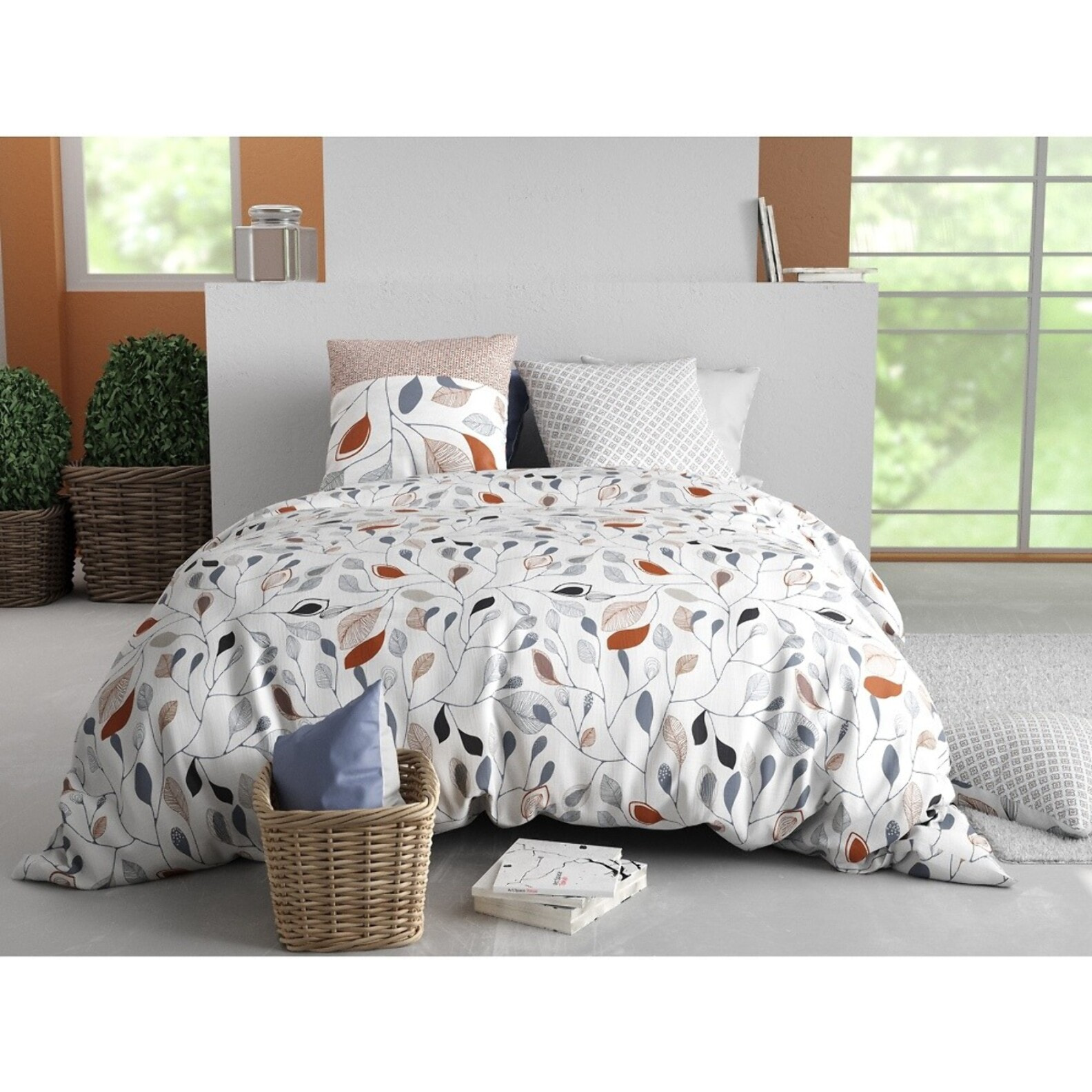 Parure housse de couette imprimée + 2 taies Folia