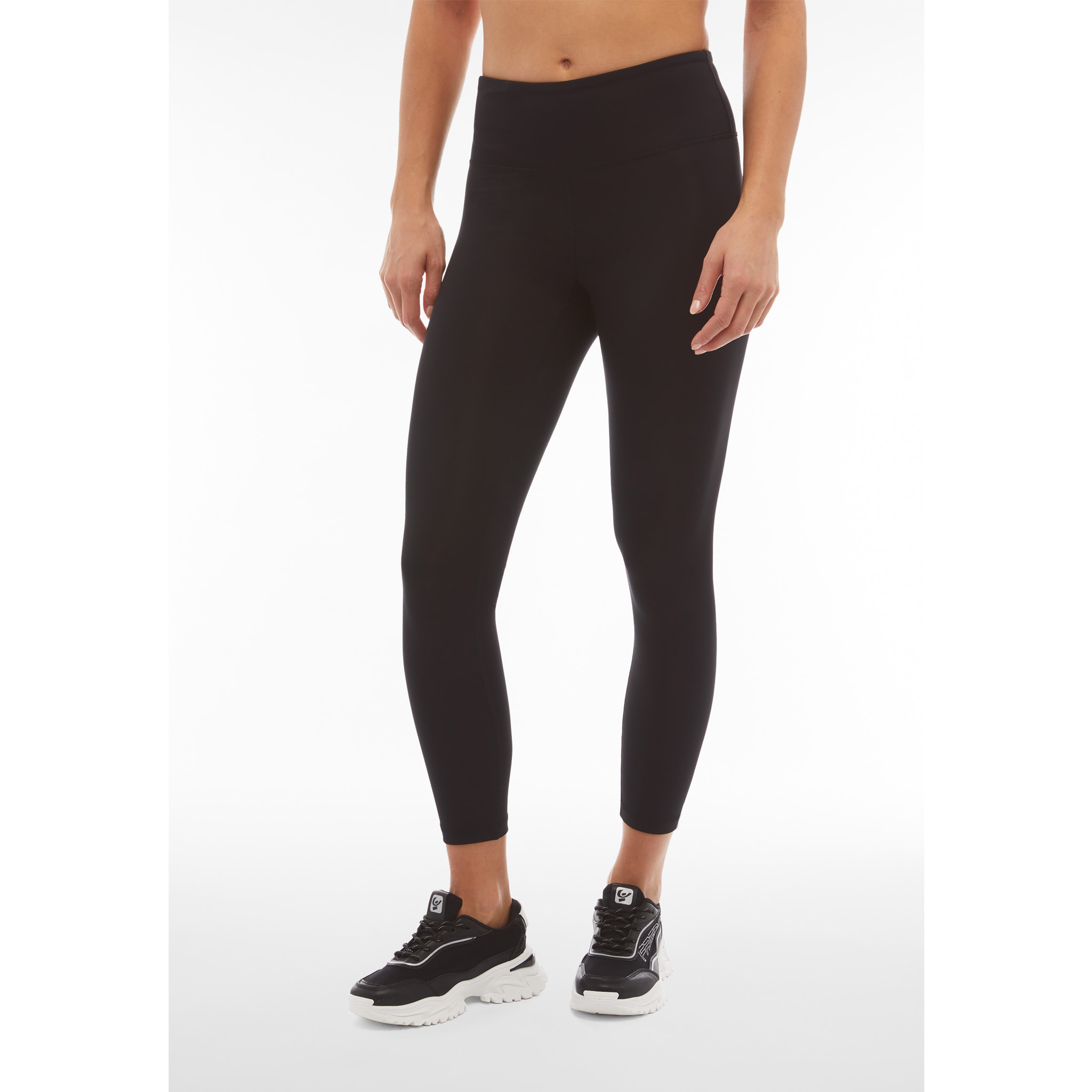 Leggings donna fitness 7/8 vita alta in tessuto tecnico