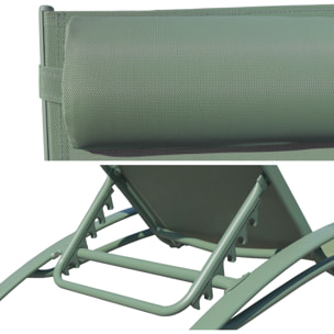 Lot de 2 transats GALAPAGOS en textilène vert sauge - aluminium vert sauge