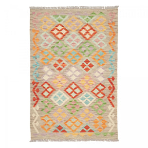 Tapis kilim géométrique, tissé plat en laine, OVEBESI