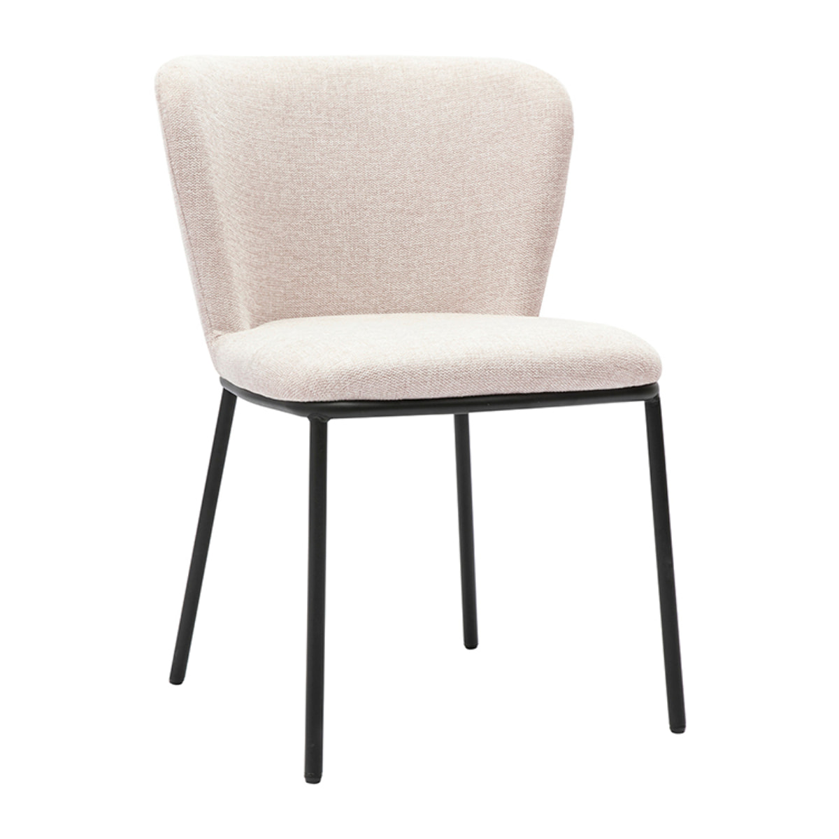 Chaises en tissu effet velours texturé beige et métal noir (lot de 2) LISOR