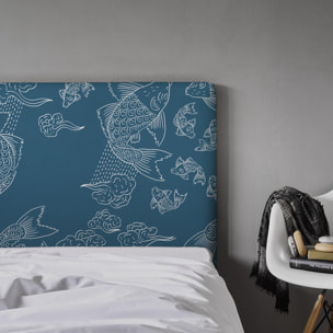 Tête de lit Banc de poissons | Coloris Bleu | Largeur au choix