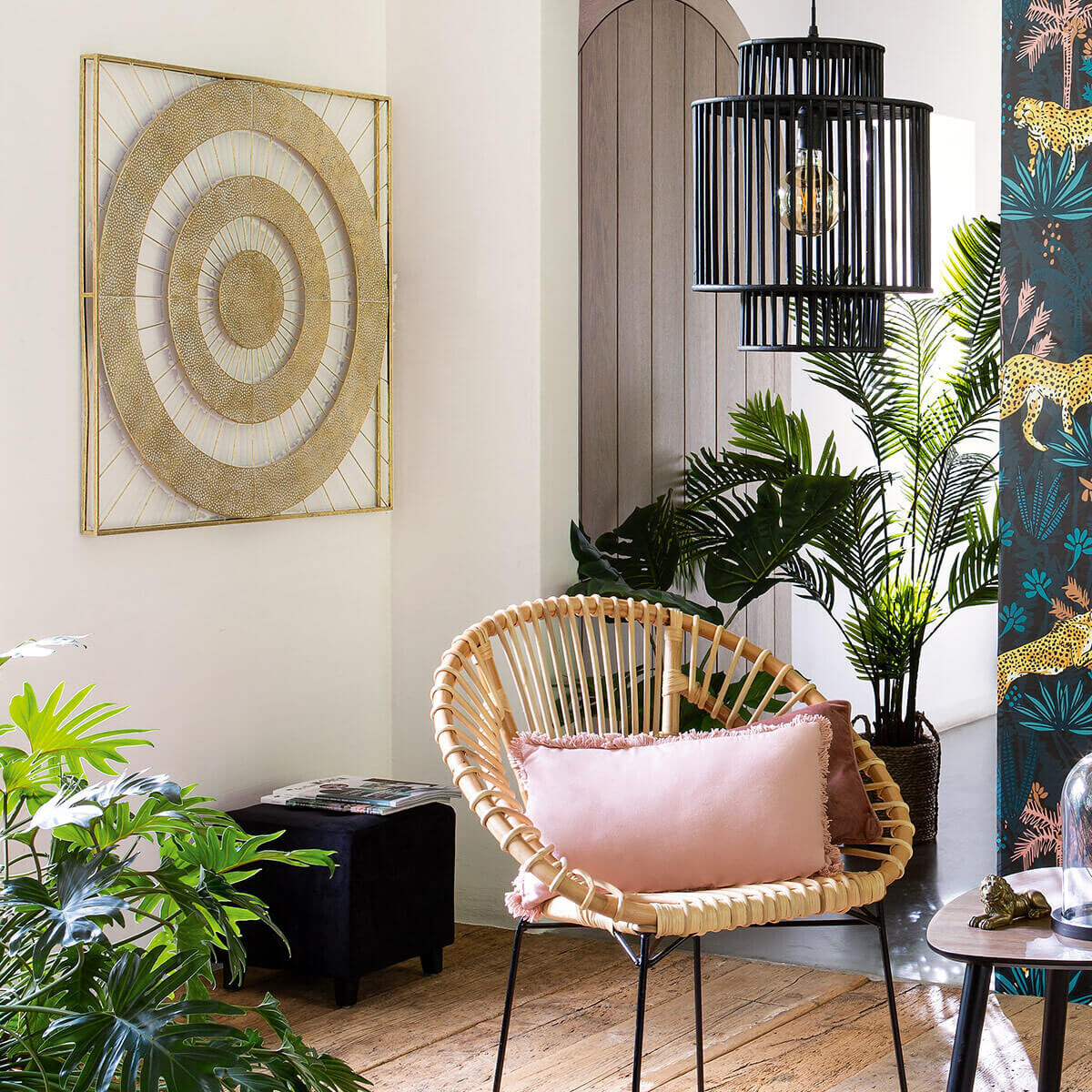 Déco murale "Louise" dorée - métal 90x90 cm