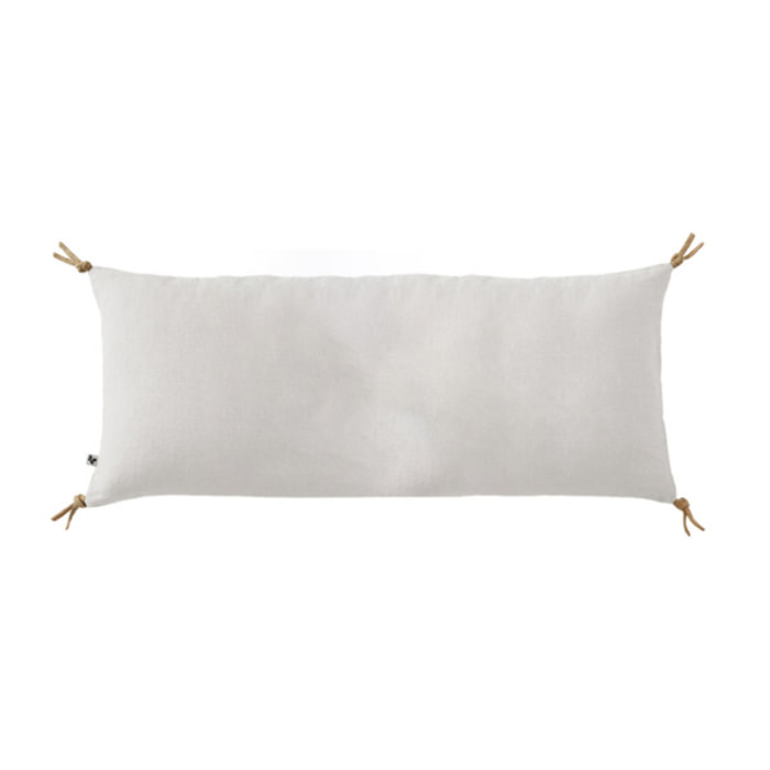 Coussin 55 x 110 cm en lin lavé avec 4 nouettes en jute - SOLINE