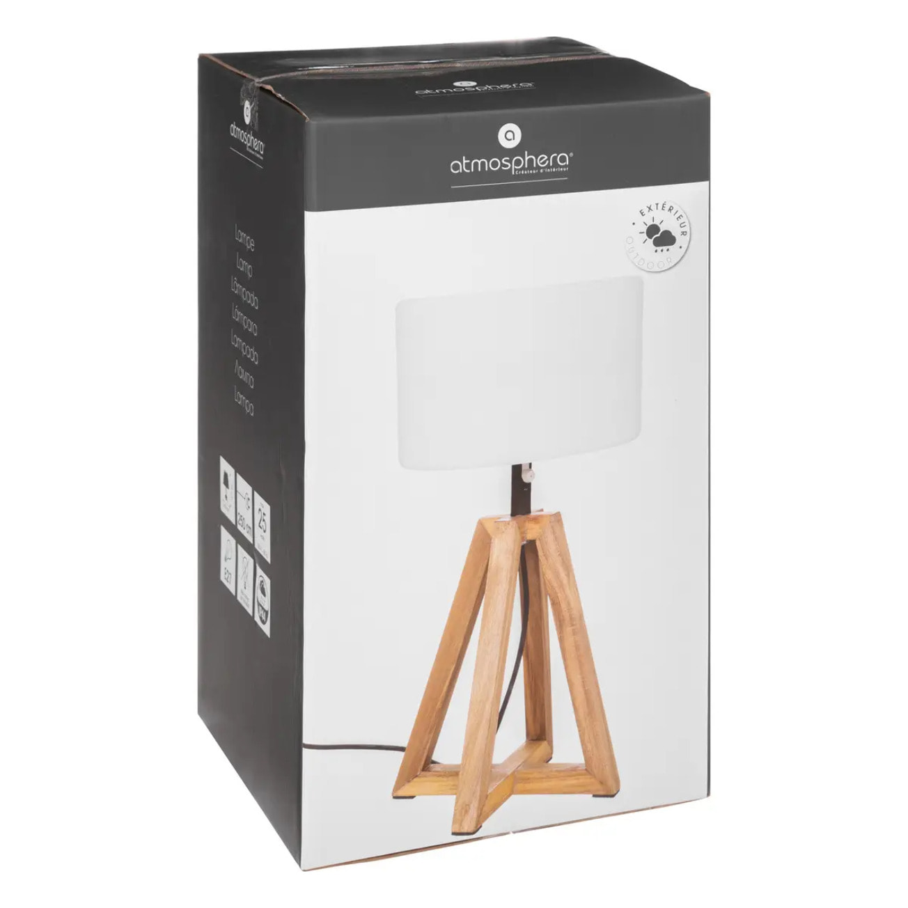 Lampes à poser d'extérieur "Matia" - bois d'acacia - marron caramel - H59 cm