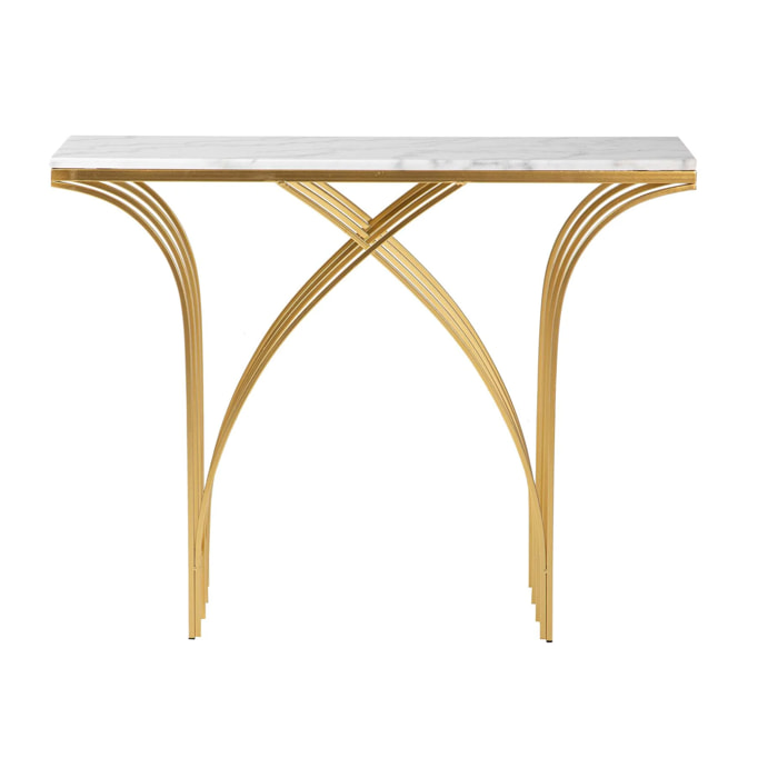 Consola Metal Mármol Blanco 104x30x79 Cm