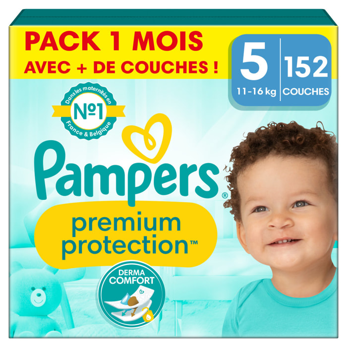 152 Couches Pampers Premium Protection, Taille 5, 11-16 kg