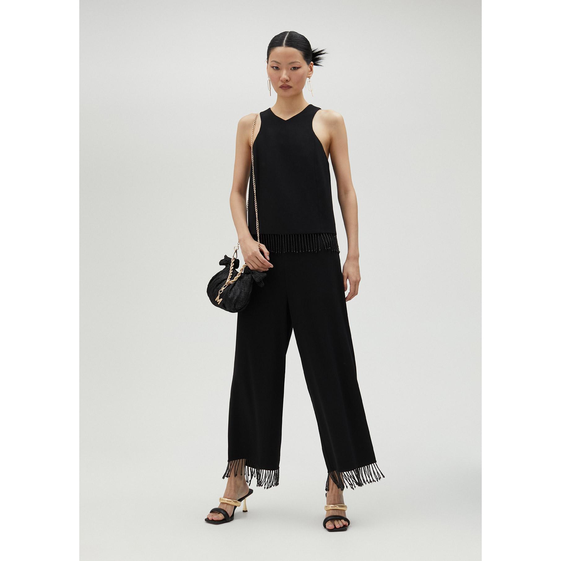 Top con frange e strass