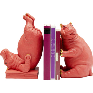 Serre-livres deux hippopotames roses set de 2 Kare Design