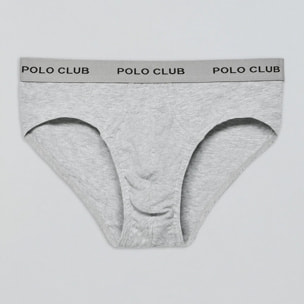 Pack di tre slip nero, grigio e blu marino con particolare Polo Club