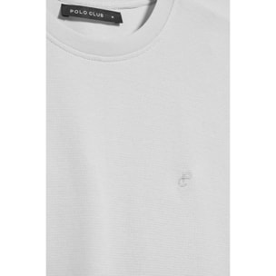 Camiseta blanca microestructura con monograma bordado PC