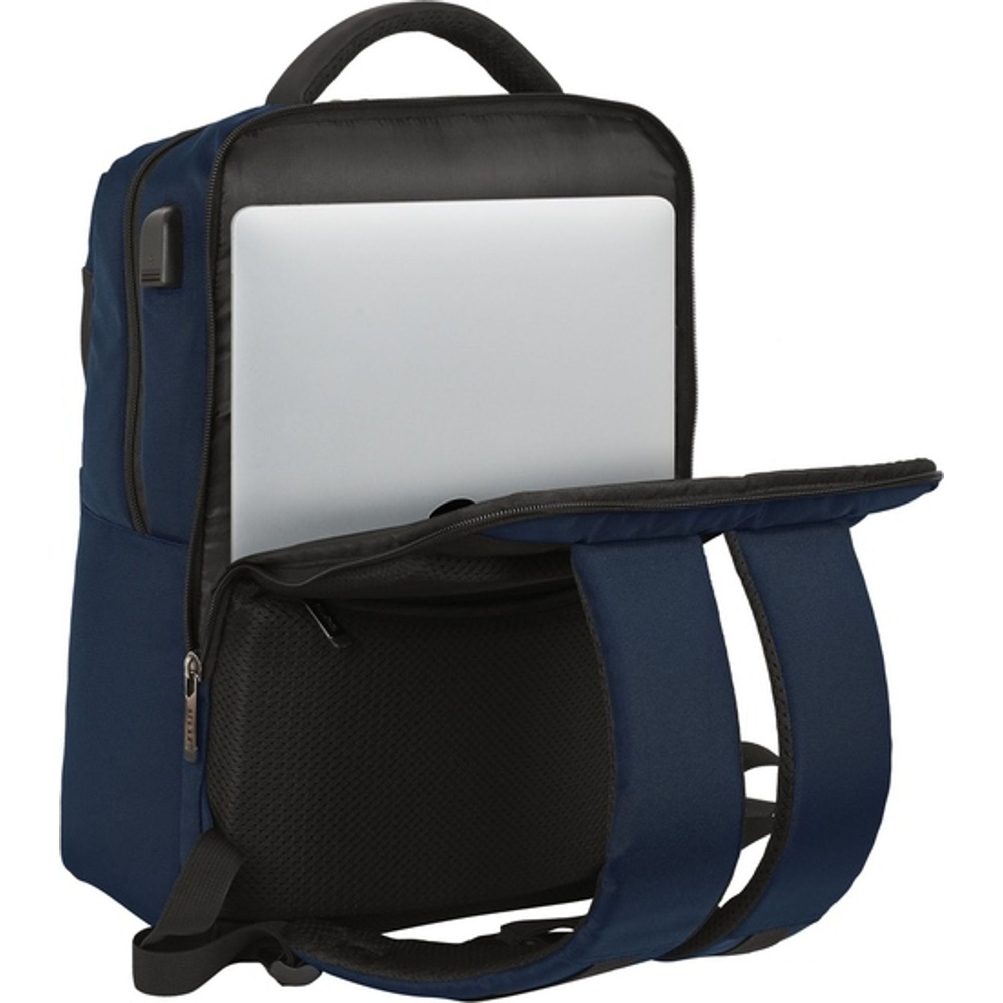 Mochila 2 bolsillos portatil 15,6+usb safta business "dark blue"