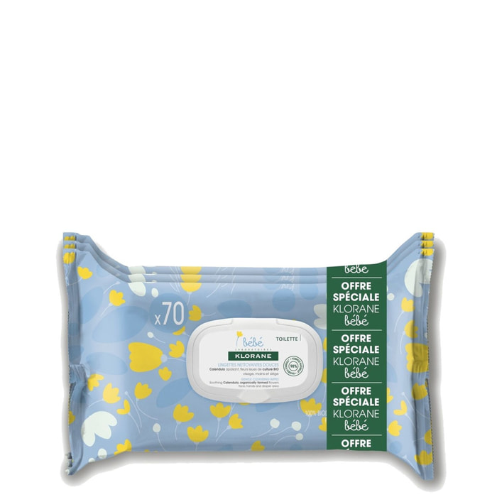 Calendula Bébé  - Lingettes nettoyantes douces au Calendula - 3x70 lingettes