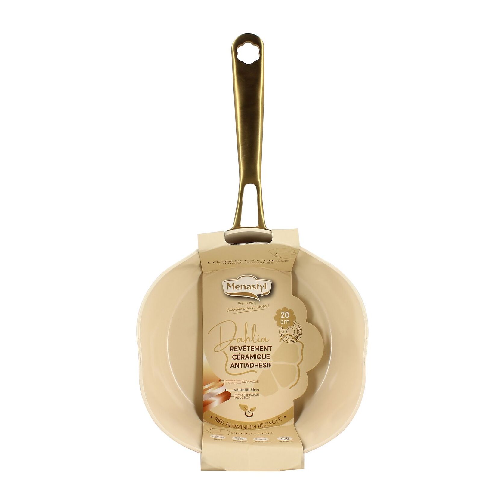 Casserole en aluminium recyclé beige 20cm en forme de fleur DAHLIA