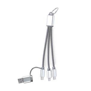 Cable Cargador triple Conexión Micro USB, Tipo C y Lightning 5V DC 2.4A