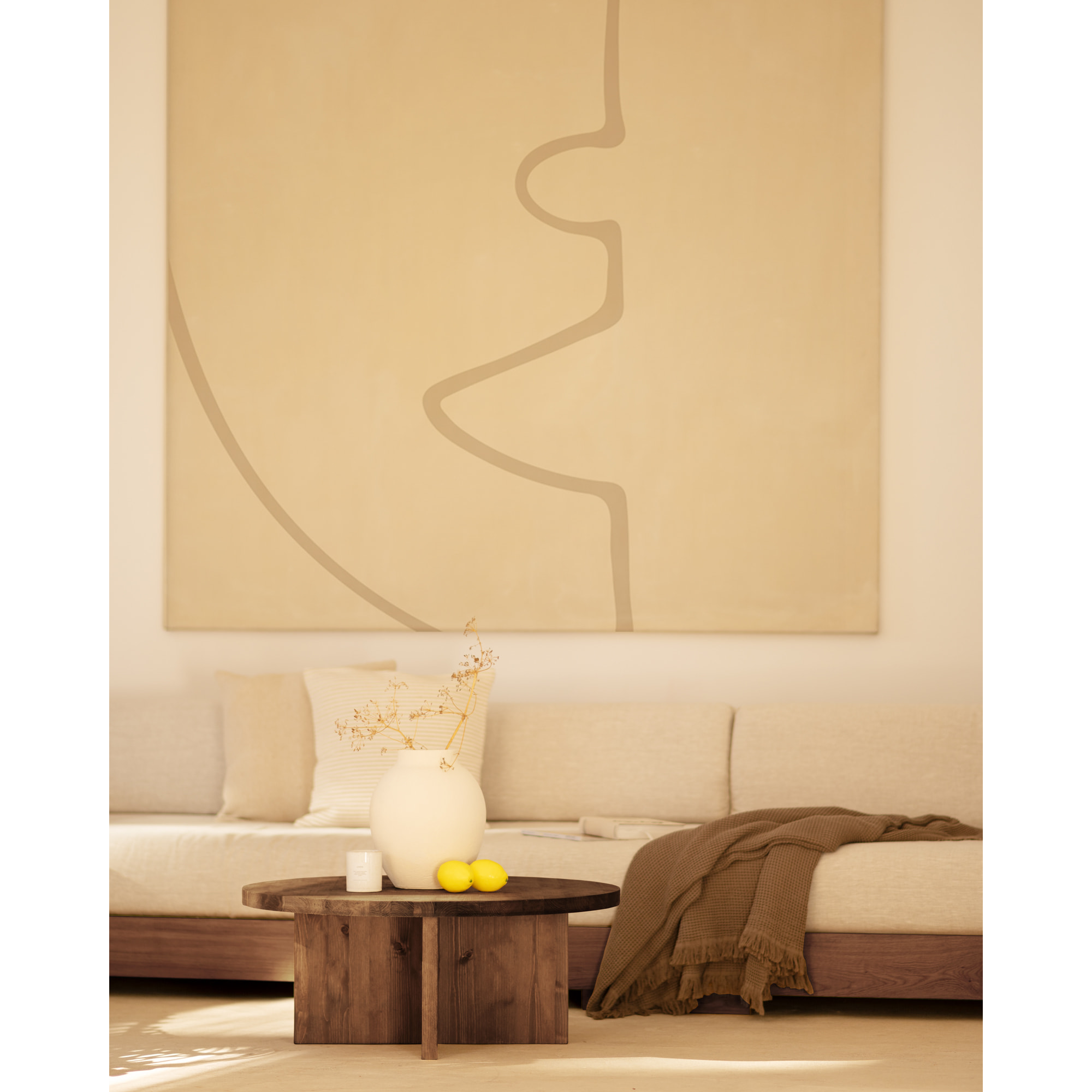 Pack de 2 tables basses rondes en bois massif ton noyer 80x80cm Hauteur: 30 Longueur: 80 Largeur: 80