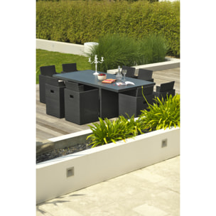 PVC-8-ALU - Ensemble repas encastrable 8 places résine tressée noire