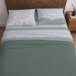 Completo letto stella alpina verde 100% cotone
