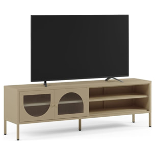 Meuble TV 2 portes 2 niches en métal - YSIA