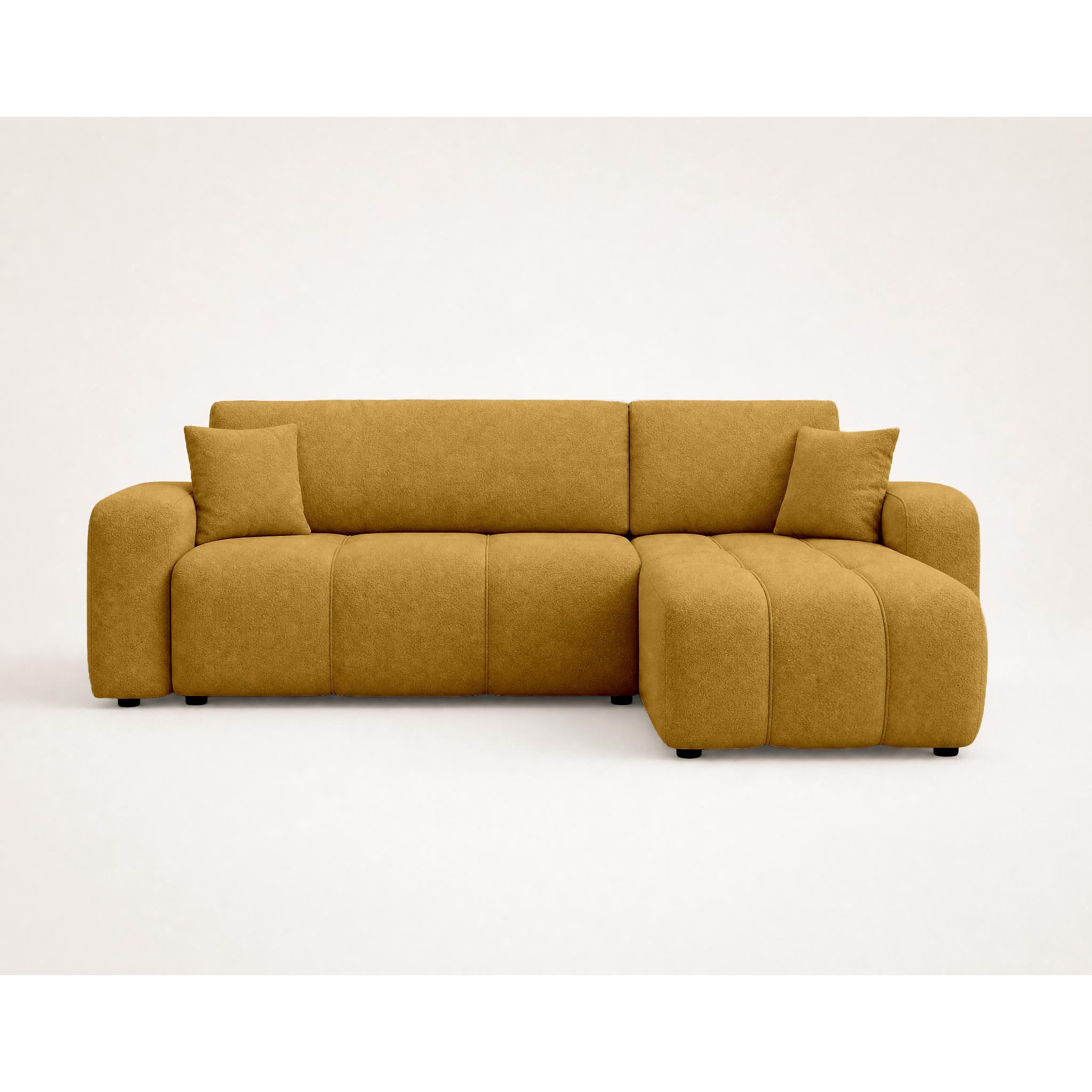 Nicole - canapé d'angle réversible 4 places convertible avec coffre en tissu - Jaune