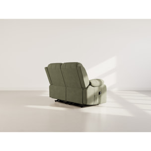 Armand - Canapé 2 places relax électrique en velours côtelé - Vert