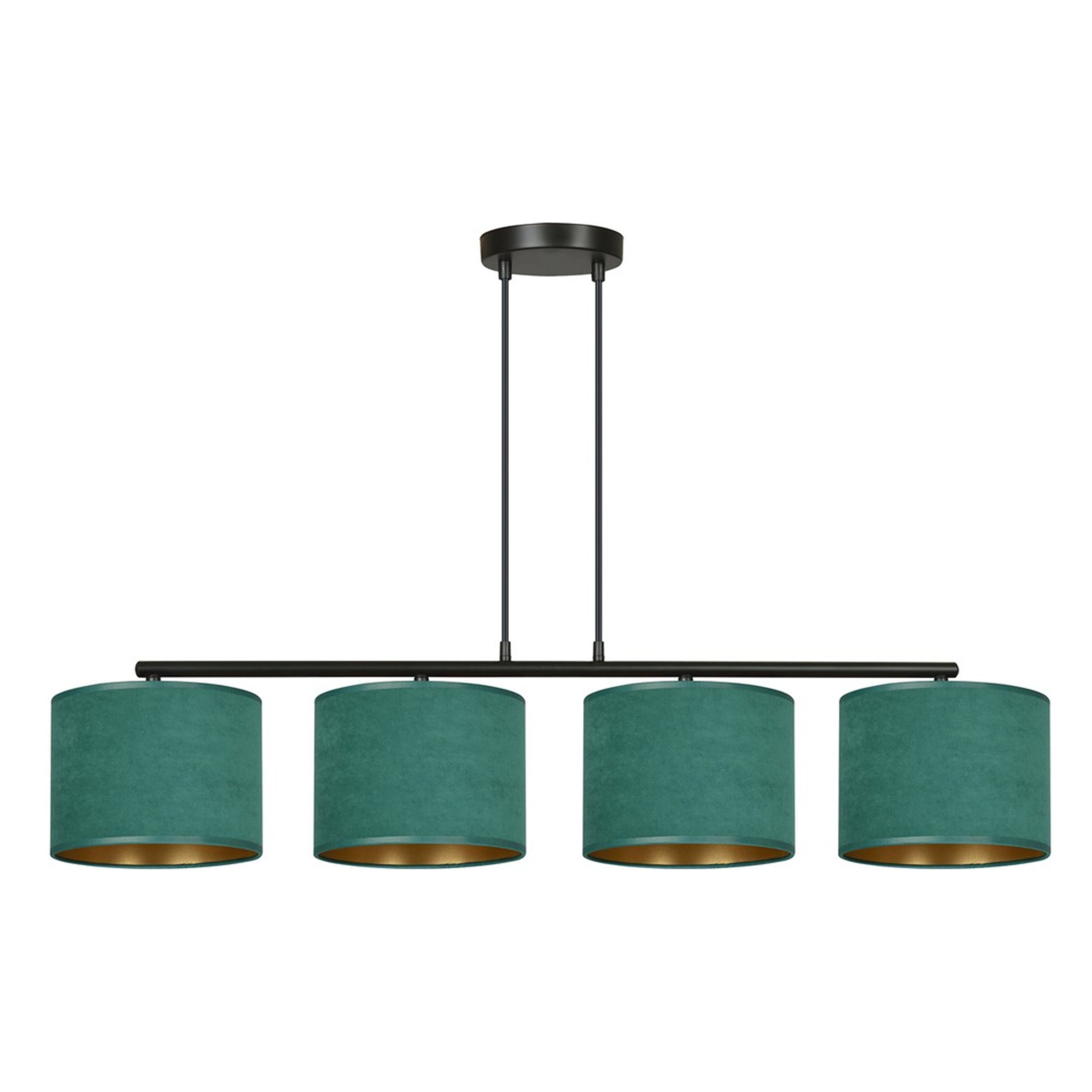 Lampada a sospensione HILDE in acciaio nero e velluto verde