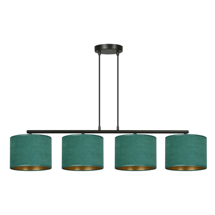 Lampada a sospensione HILDE in acciaio nero e velluto verde