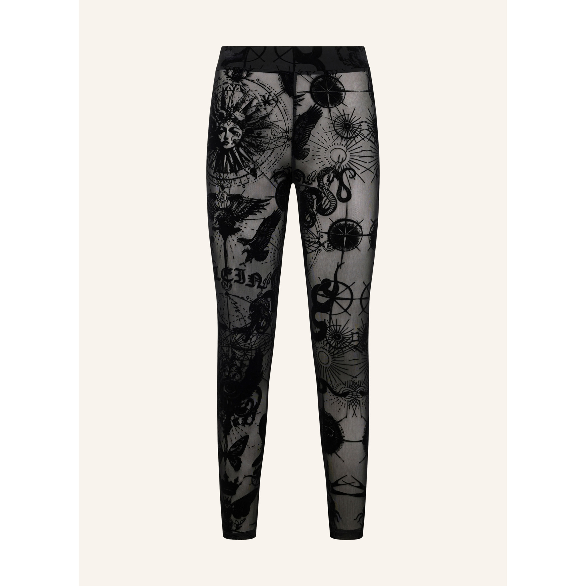 PHILIPP PLEIN Tulle Leggings Flock Butterfly Tattoo