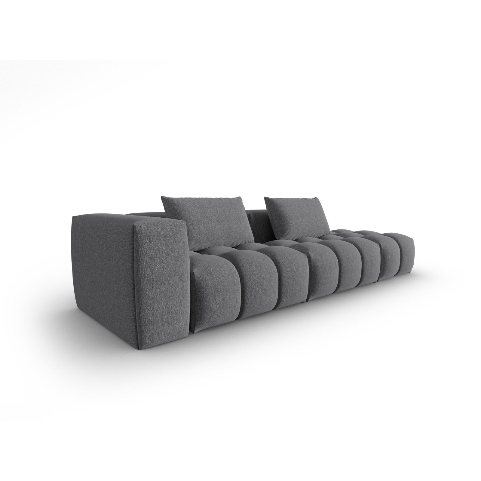 Canapé modulable droit "Lorella" 3 places en tissu structurel gris