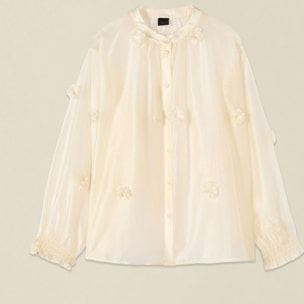 Oltre - Camicia con applicazioni floreali - Bianco