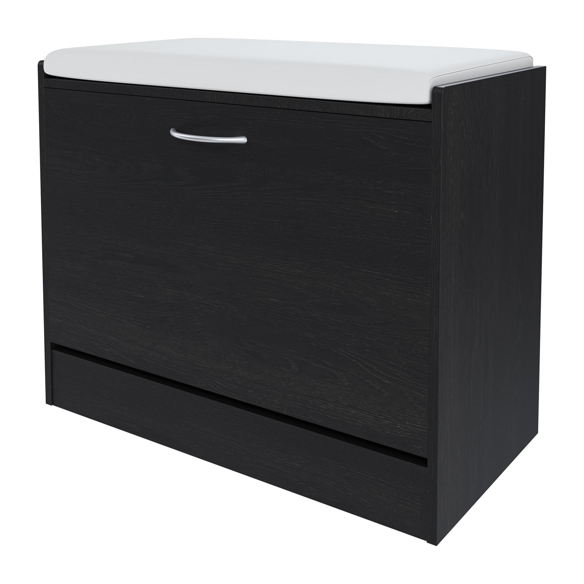 Panca Scarpiera Da Ingresso Salvaspazio Cuscino Anta Ribalta Seduta Imbottita In Ecopelle Soggiorno Casa Camera Ufficio 60 x 30 x 48 Cm Nero