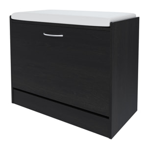 Panca Scarpiera Da Ingresso Salvaspazio Cuscino Anta Ribalta Seduta Imbottita In Ecopelle Soggiorno Casa Camera Ufficio 60 x 30 x 48 Cm Nero