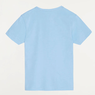 Camiseta azul celeste con pequeño logo bordado